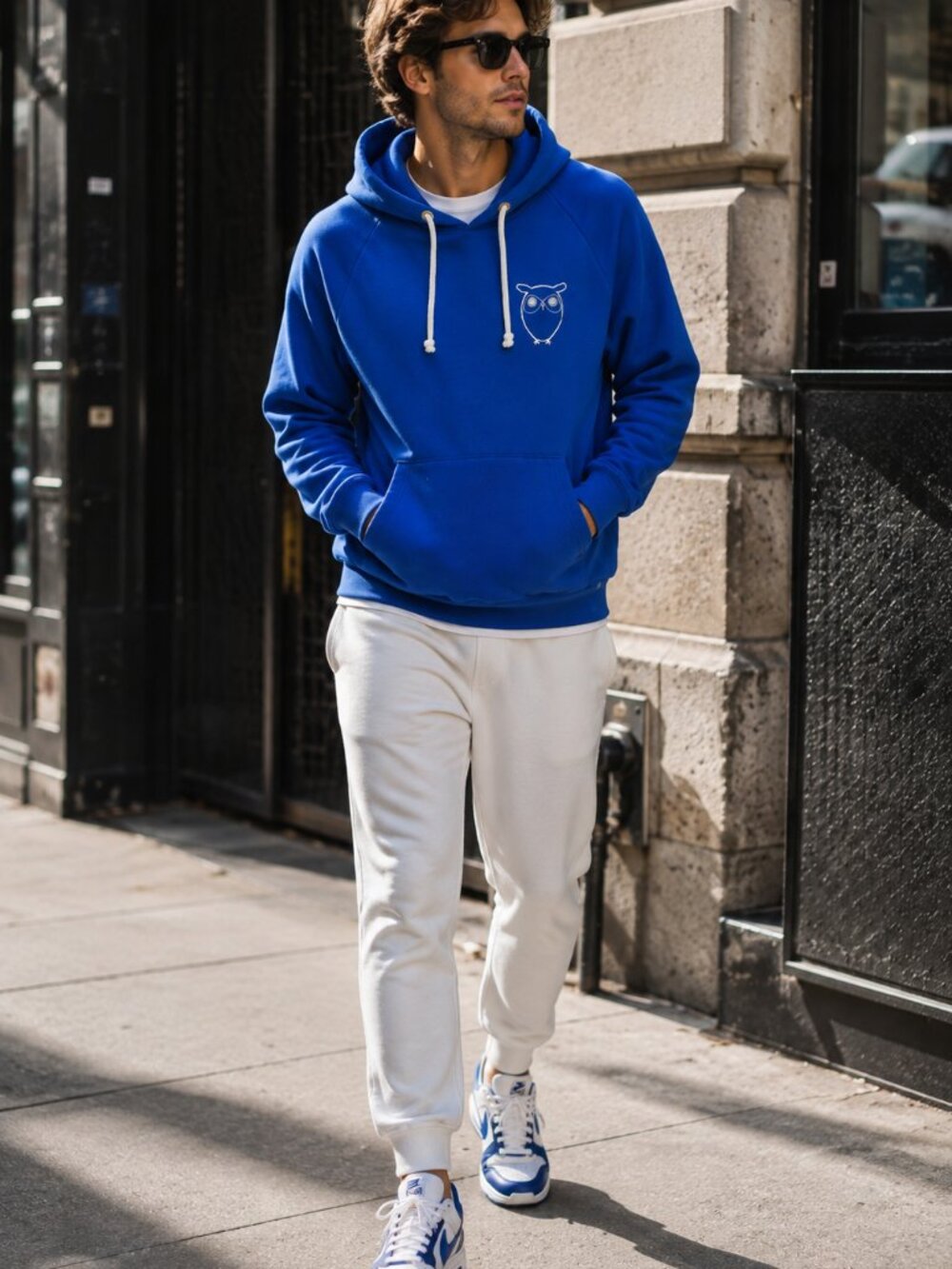 KnowledgeCotton Apparel Men’s M Blue Organic Cotton Owl Pullover Hoodie